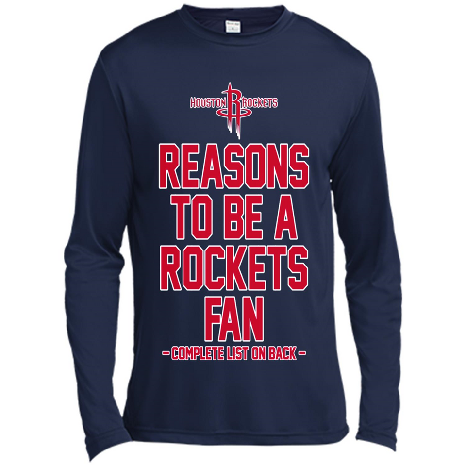 Reasons to be a Houston Rockets Fan Complete List on Back - Canvas Long Sleeve T-Shirt