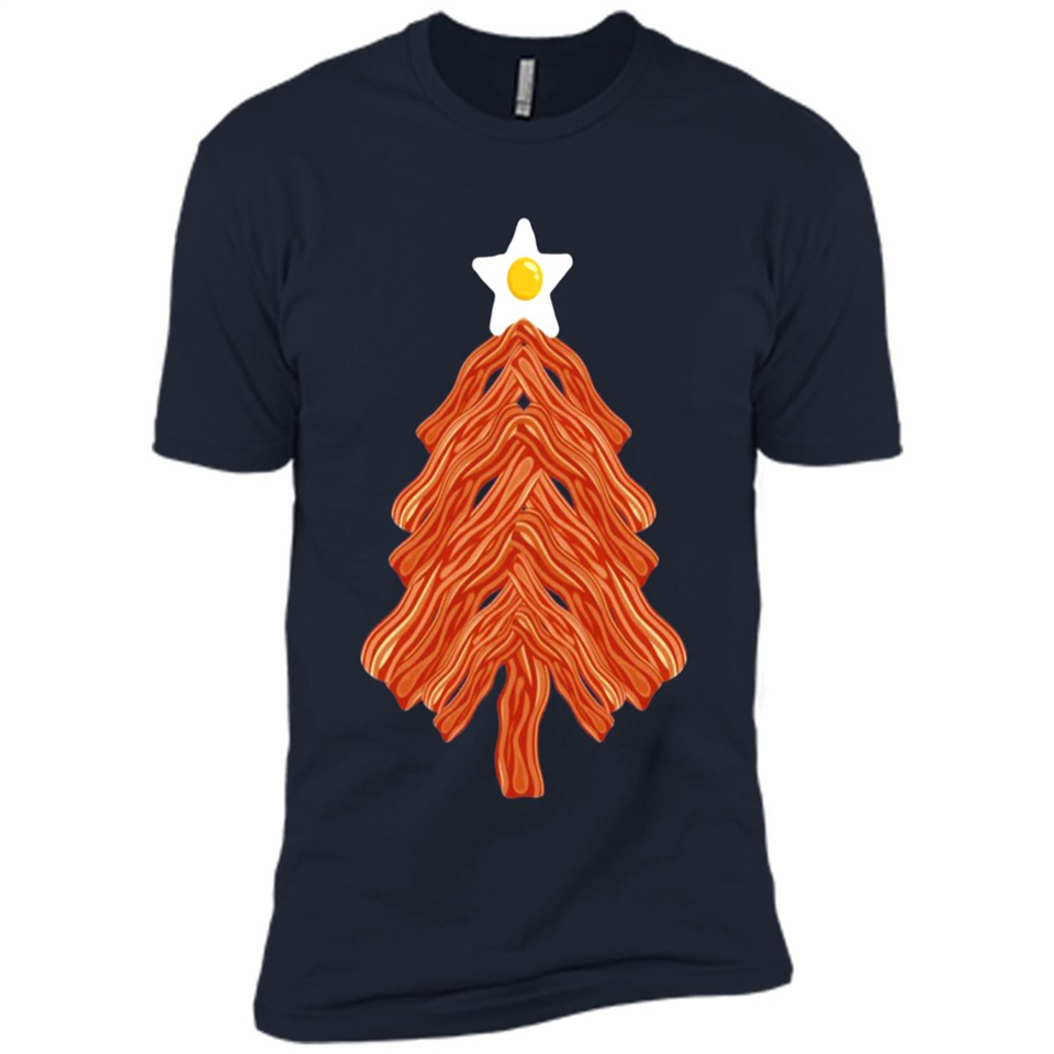 Bacon & Eggs Over Easy Fried Food Breakfast Xmas Tree Foodie - Premium Short Sleeve T-Shirt