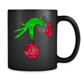 GRINCH HAND HOLDING ATLANTA BRAVES GLITTER CHRISTMAS PINGPONG