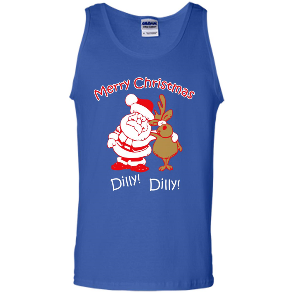 Christmas T-Shirt Santa And Reindeer Dilly Dilly - Tank Top