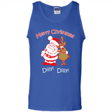 Christmas T-Shirt Santa And Reindeer Dilly Dilly - Tank Top