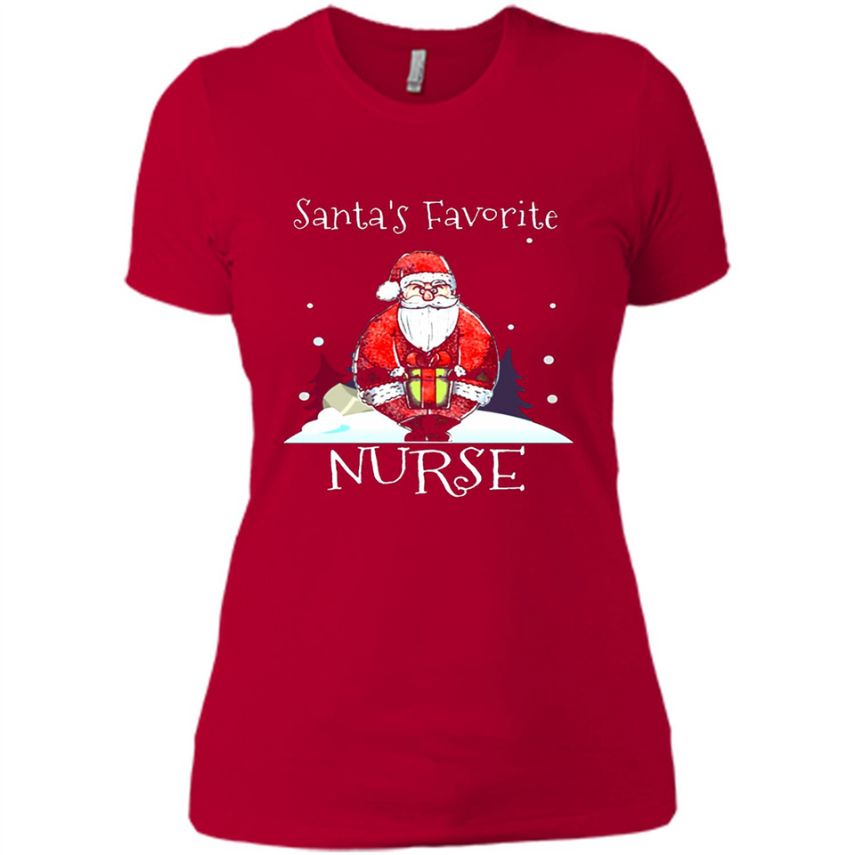 Funny Christmas Nurse Shirt, Santa_s Favorite Nurse - Ladies' Boyfriend T-Shirt
