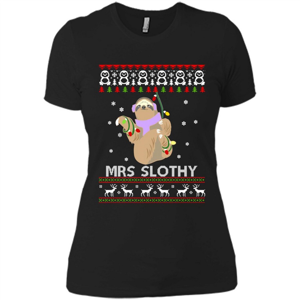Mrs Slothy Christmas - Ladies' Boyfriend T-Shirt