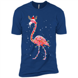 Christmas Lights Flamingo Wearing Santa Hat Funny Xmas - Premium Short Sleeve T-Shirt