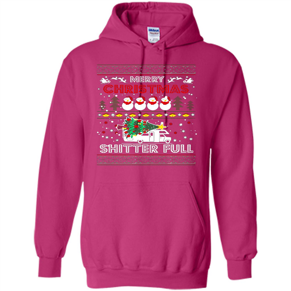Merry Christmas Shitter Full Christmas Tree Snowman Sweater PINGPONG - Hoodie