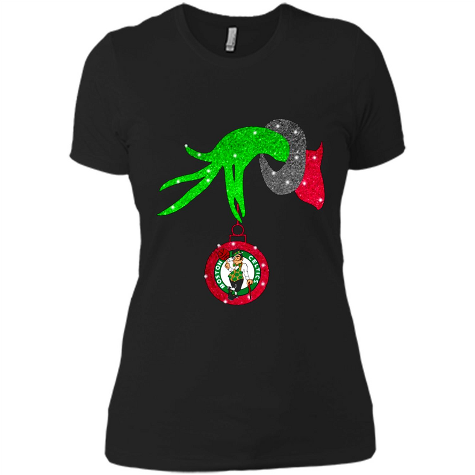 GRINCH HAND HOLDING BOSTON CELTICS NBA GLITTER CHRISTMAS PINGPONG