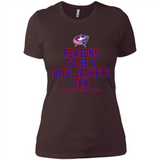 Reasons to be a Columbus Blue Jackets Fan Complete List on Back - Ladies' Boyfriend T-Shirt