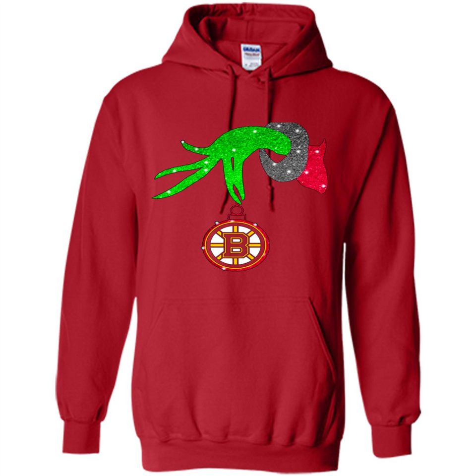 GRINCH HAND HOLDING BOSTON BRUINS GLITTER CHRISTMAS PINGPONG