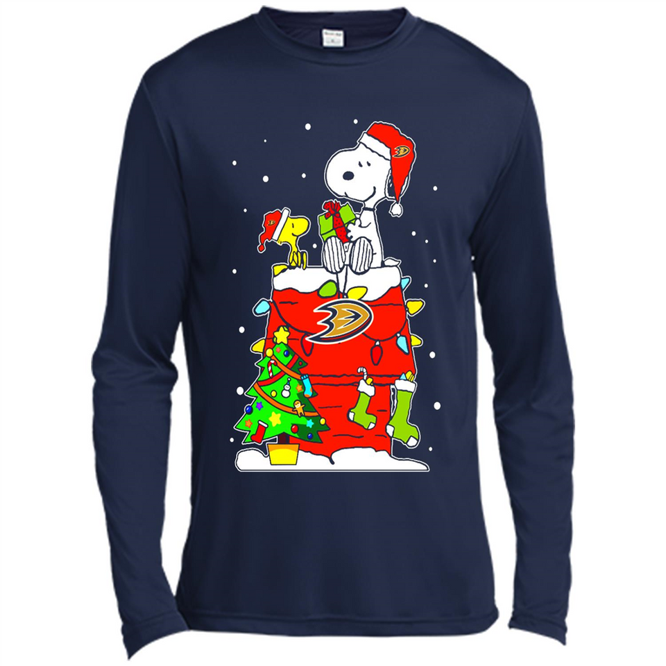 Anaheim Ducks Snoopy Ugly Christmas Sweaters - Sao chép - Canvas Long Sleeve T-Shirt