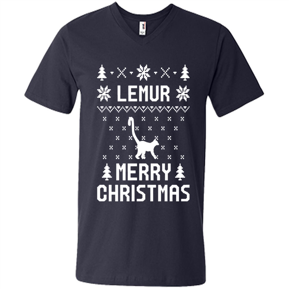 Vintage Tee For Women Men Graphic Shirts Lemur Ugly Christmas Sweater - Men's V-Neck