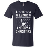 Vintage Tee For Women Men Graphic Shirts Lemur Ugly Christmas Sweater - Men's V-Neck