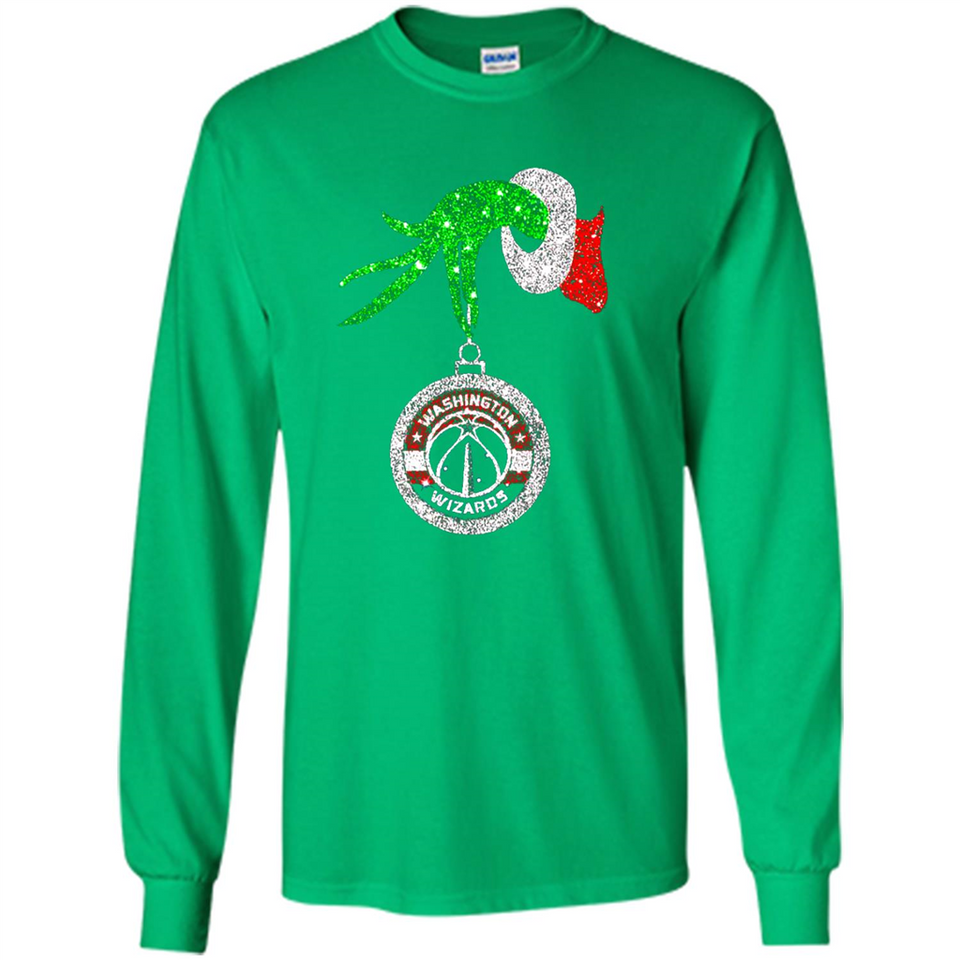 Funny Washington Wizards Glitter Grinch Monogram Ornament Christmas - Long Sleeve T-Shirt