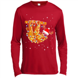 Christmas Lights Sloth Wearing Santa Hat Funny Xmas - Canvas Long Sleeve T-Shirt