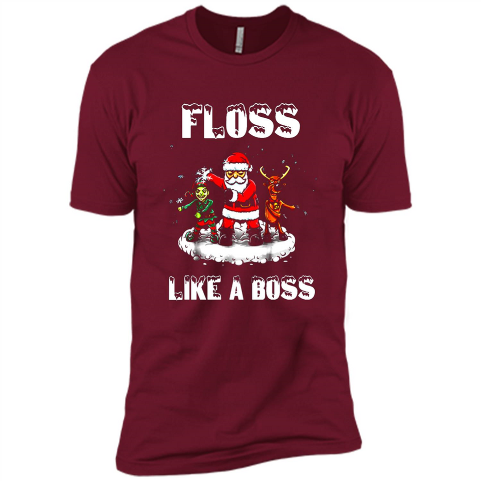 Floss Like A Boss Santa Flossing Dance Funny - Premium Short Sleeve T-Shirt