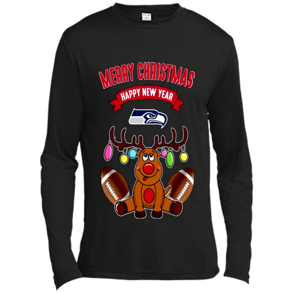 Seattle Seahawks NFL Reindeer Funny Merry Christmas And Happy New Year