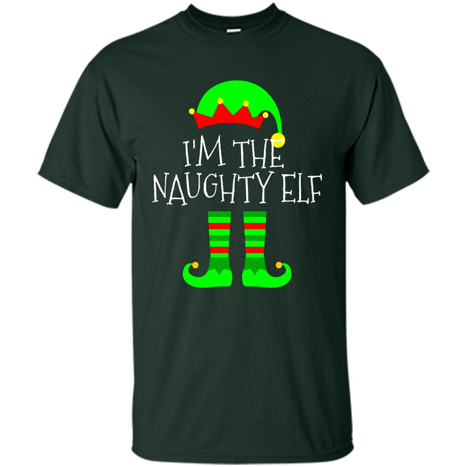 Matching Family Christmas Shirt Funny I'm The Naughty Elf Black mugs PINGPONG - Shirt