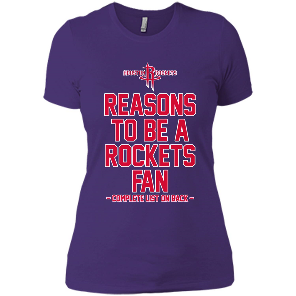 Reasons to be a Houston Rockets Fan Complete List on Back - Ladies' Boyfriend T-Shirt