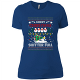 Merry Christmas Shitter Full Christmas Tree Snowman Sweater PINGPONG - Ladies' Boyfriend T-Shirt