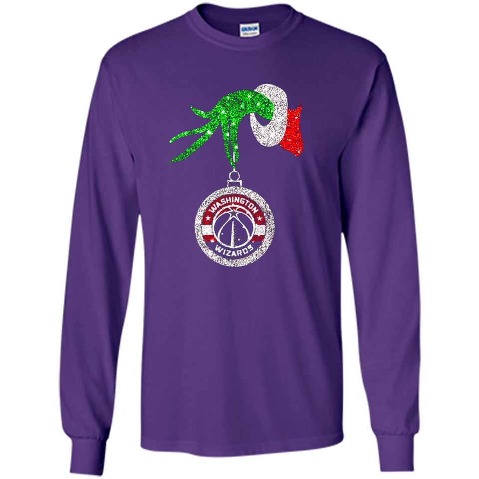 Funny Washington Wizards Glitter Grinch Monogram Ornament Christmas - Long Sleeve T-Shirt