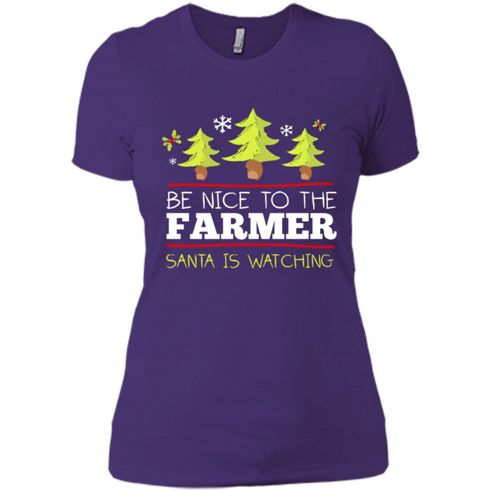 Be Nice to Farmer Santa Watching Christmas - Ladies' Boyfriend T-Shirt