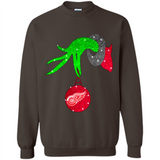GRINCH HAND HOLDING DETROIT RED WINGS GLITTER CHRISTMAS PINGPONG