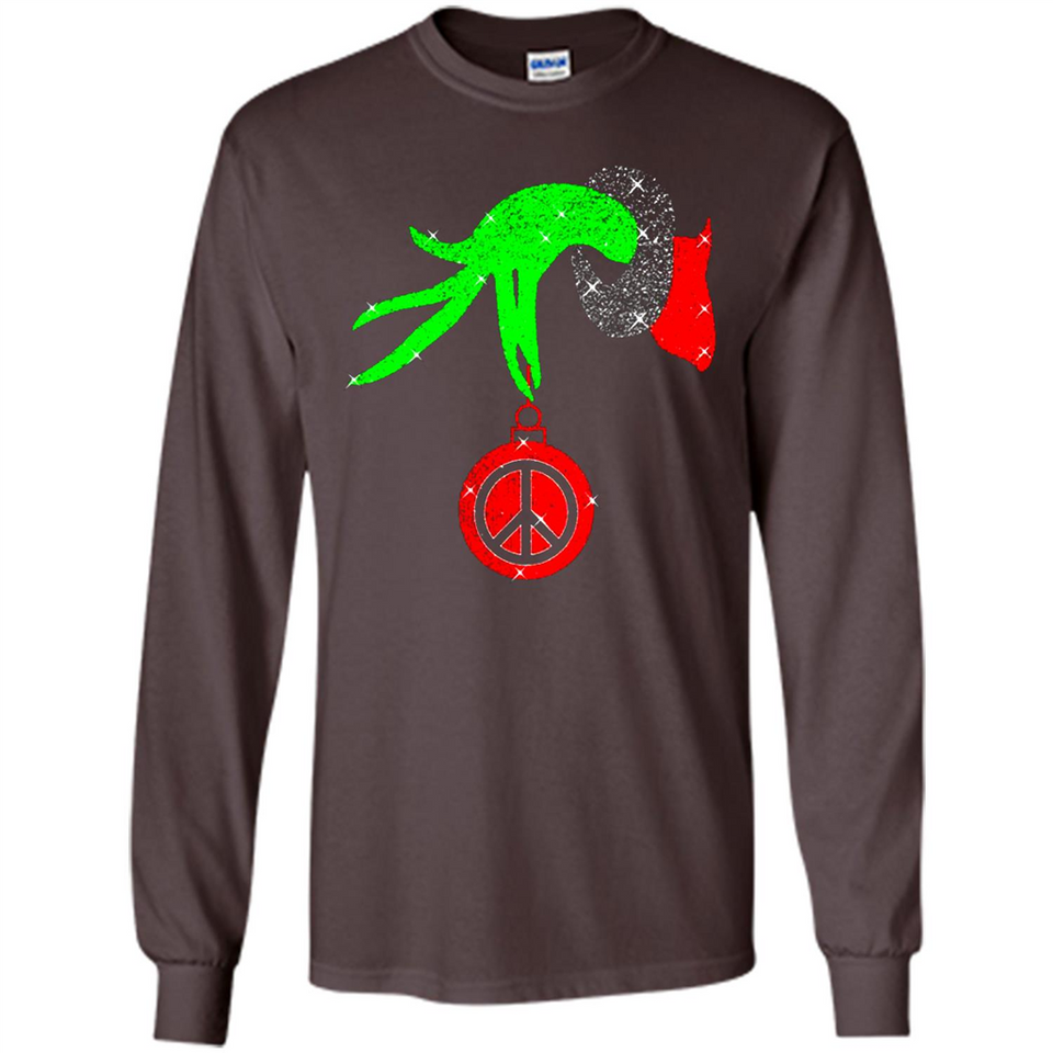 Christmas The Grinch Hand Holding Hippie Ornament - Long Sleeve T-Shirt