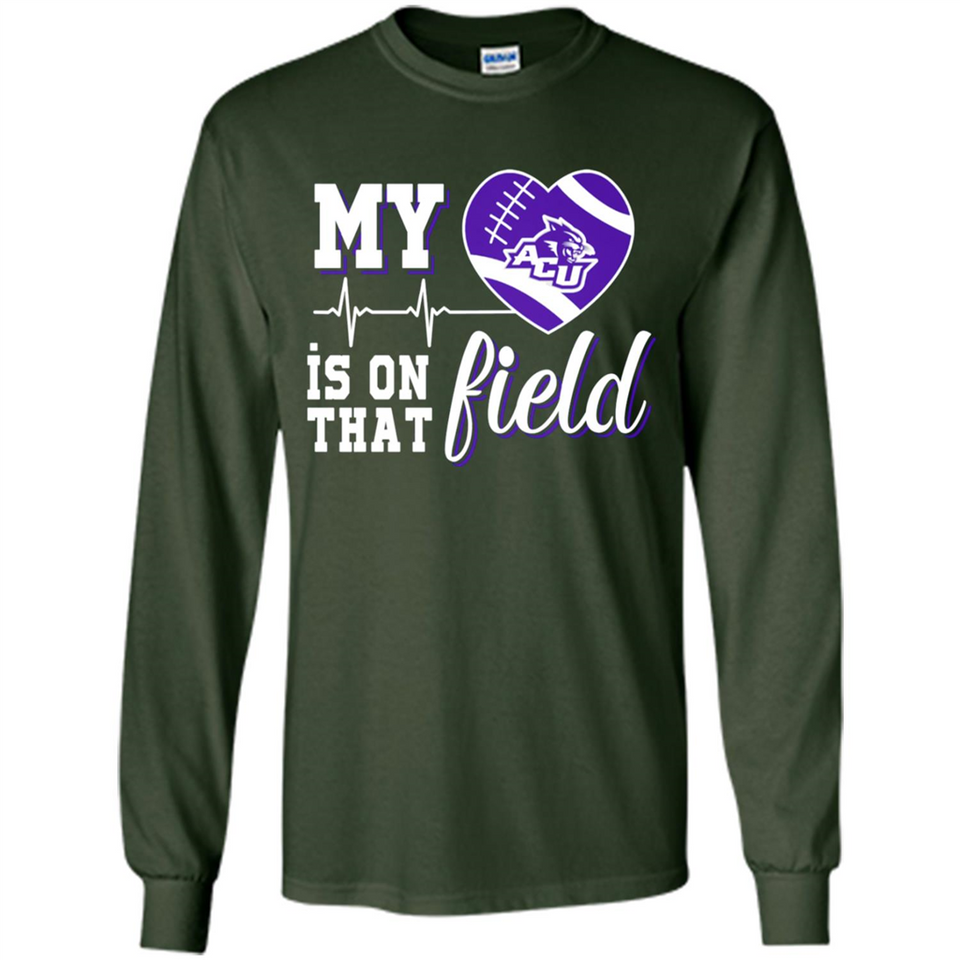 Abilene Christian Wildcats Football My Heart is on that Field - Long Sleeve T-Shirt