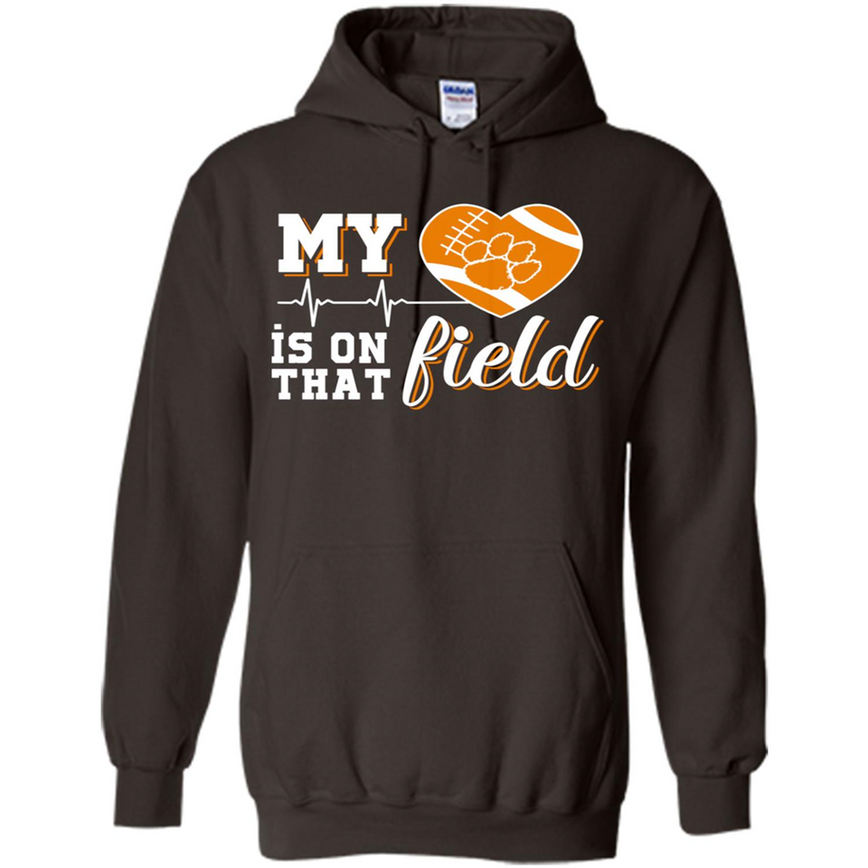Clemson Tiger Paw Football My Heart is on that Field - Hoodie