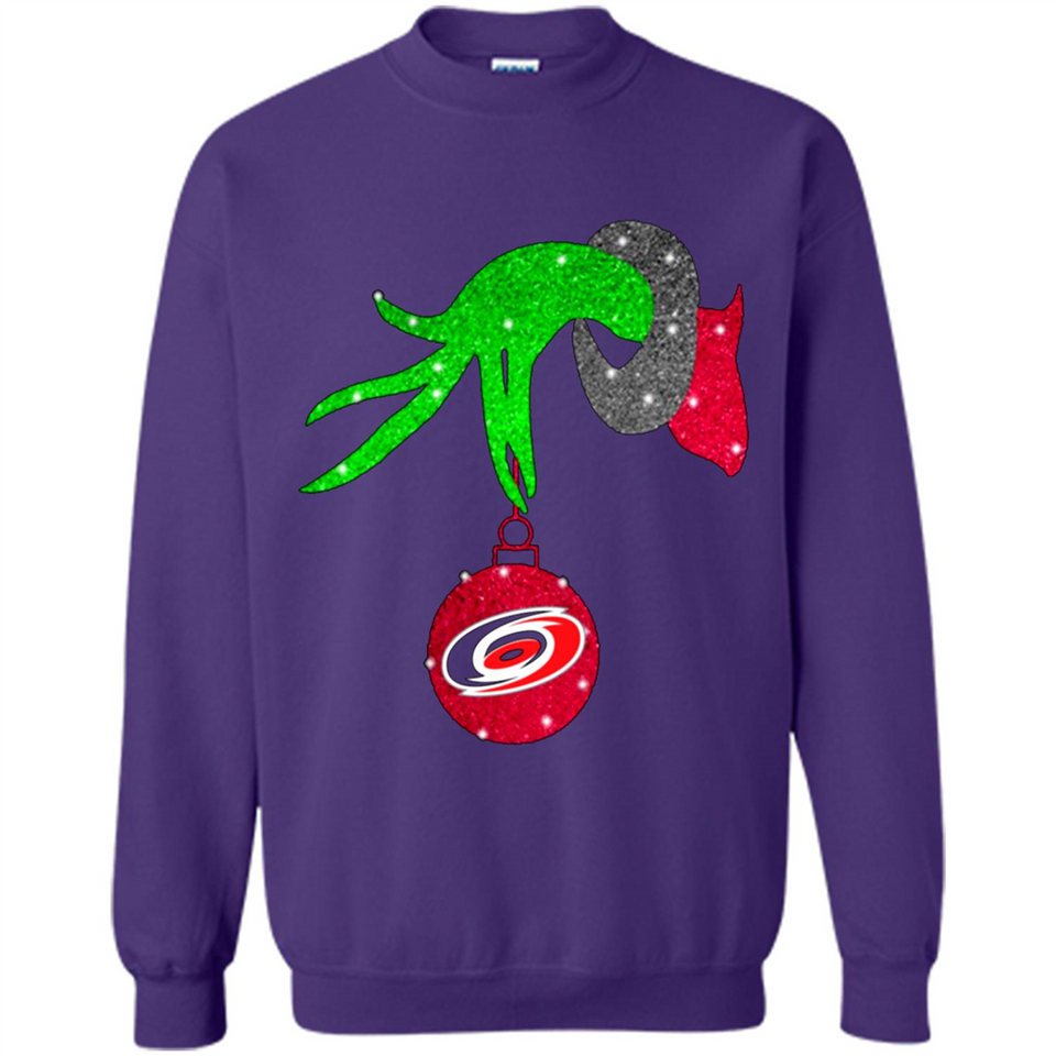 GRINCH HAND HOLDING CAROLINA HURRICANES GLITTER CHRISTMAS PINGPONG