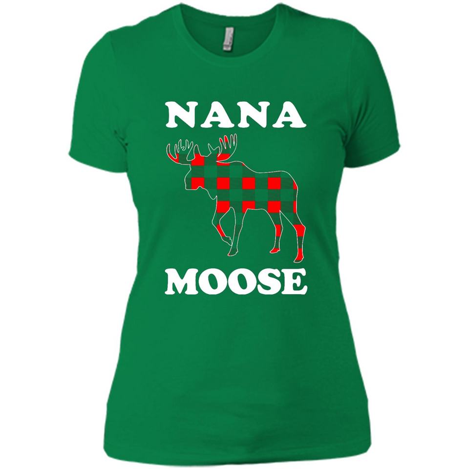 Nana Moose Funny Christmas Plaid Buffalo T-Shirt - Ladies' Boyfriend T-Shirt