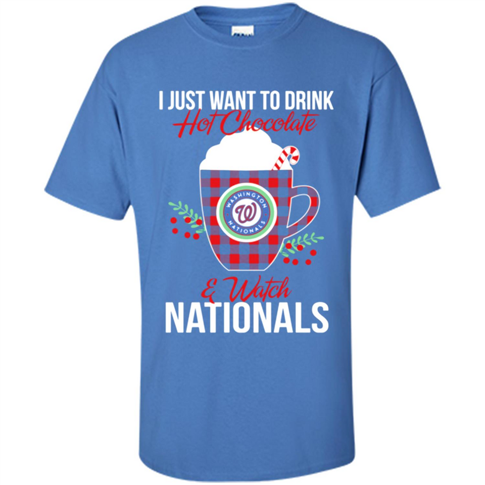 I Just Want To Drink Hot Chocolate & Watch Washington Nationals Ugly Christmas Sweater PINGPONG