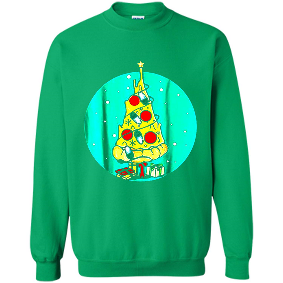 Funny Pizza Ugly Christmas Sweater Xmas Pizza Tree - Sweatshirt
