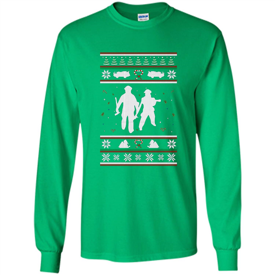 Christmas Ugly Sweater Firefighter Ugly Christmas Sweater - Long Sleeve T-Shirt