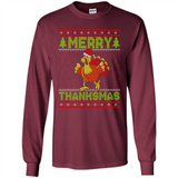 Merry Thankmas Ugly Xmas Thanksgiving Turkey Sweatshirt - Long Sleeve T-Shirt
