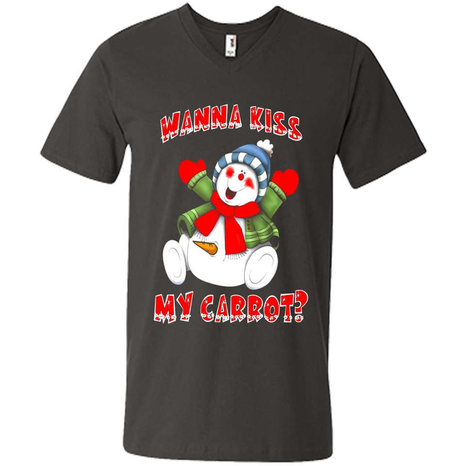 Snowman Wanna Kiss My Carrot Christmas - Men's V-Neck