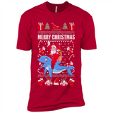 Ugly Christmas Santa Riding Dolphin - Premium Short Sleeve T-Shirt