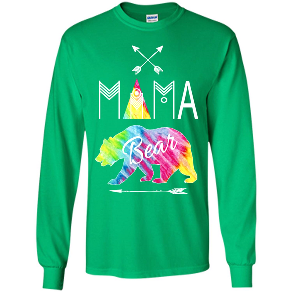 Mama Bear Shirt Tie Dye Family Vacation & Camping Tee - Long Sleeve T-Shirt