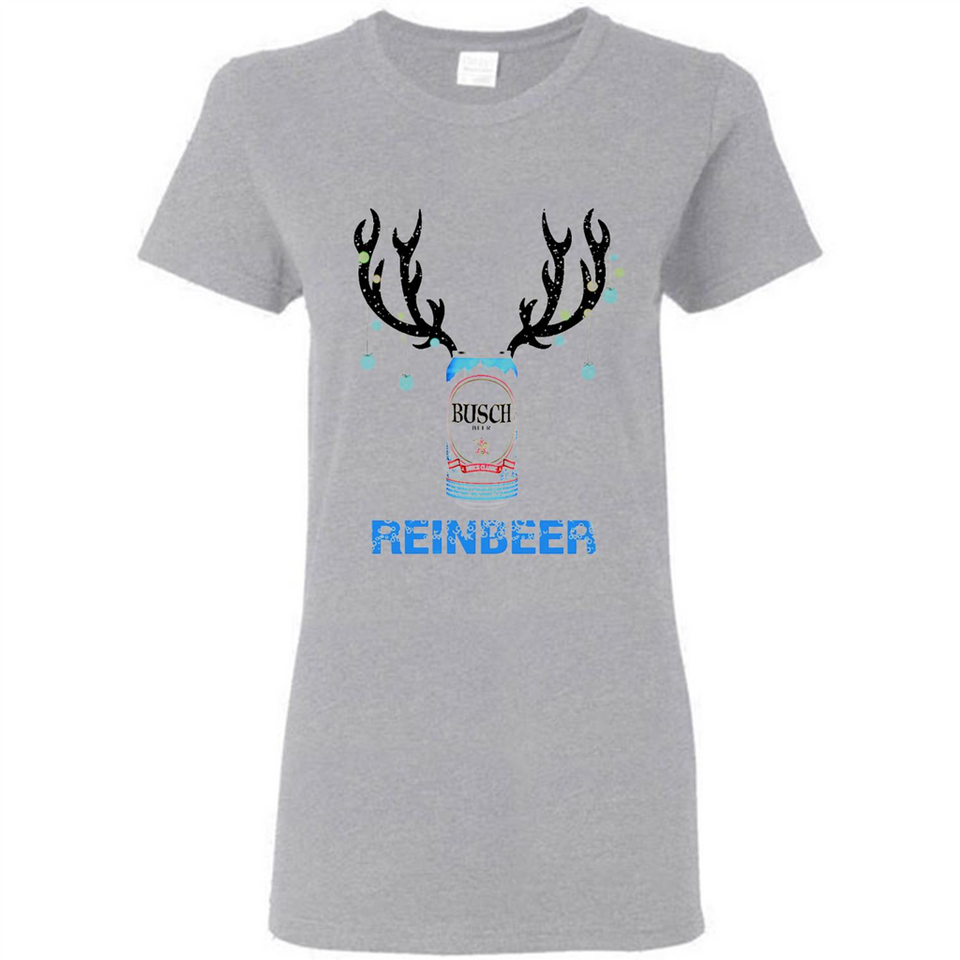 Busch Reinbeer Funny Beer Reindeer Christmas Sweatshirt - Ladies Short-Sleeve