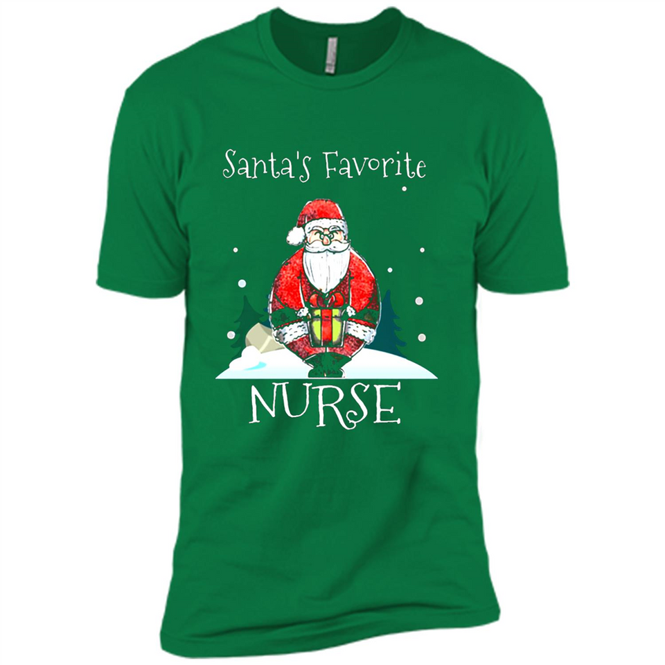 Funny Christmas Nurse Shirt, Santa_s Favorite Nurse - Premium Short Sleeve T-Shirt