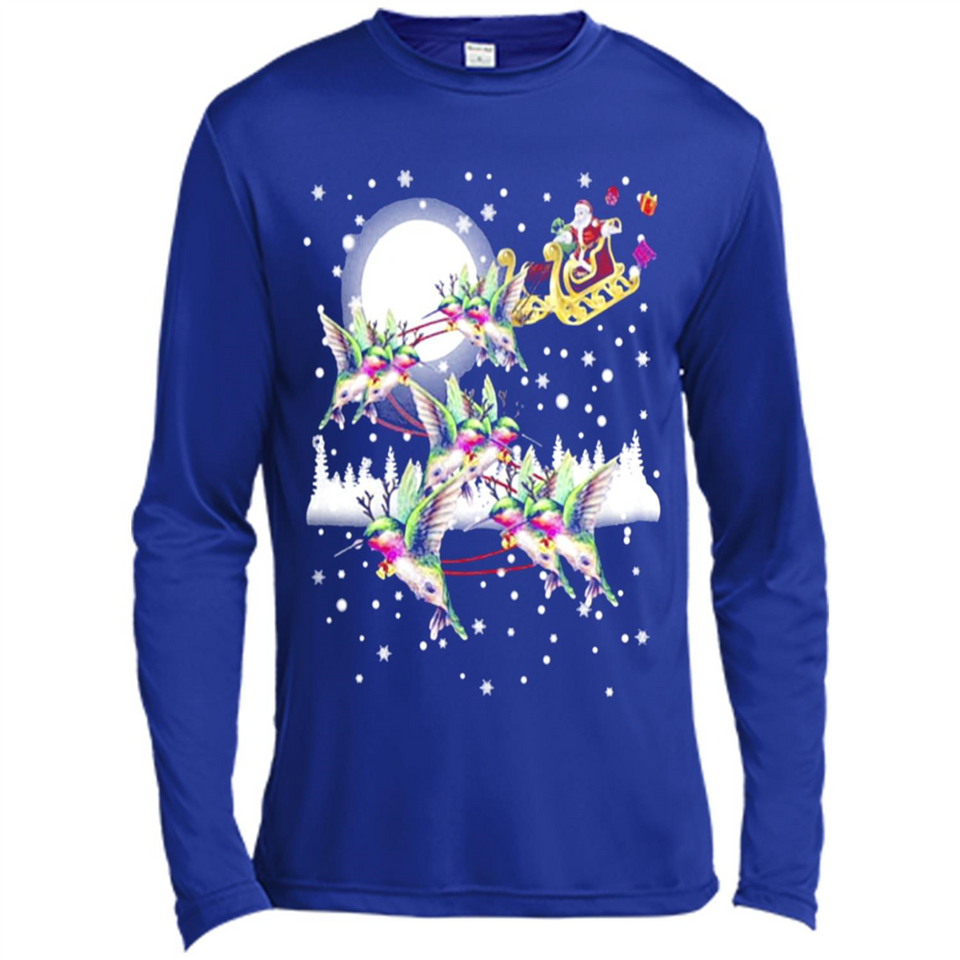 Hummingbird Santa Sleigh - Canvas Long Sleeve T-Shirt