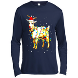 Christmas Lights Goat Wearing Santa Hat T-Shirt - Canvas Long Sleeve T-Shirt