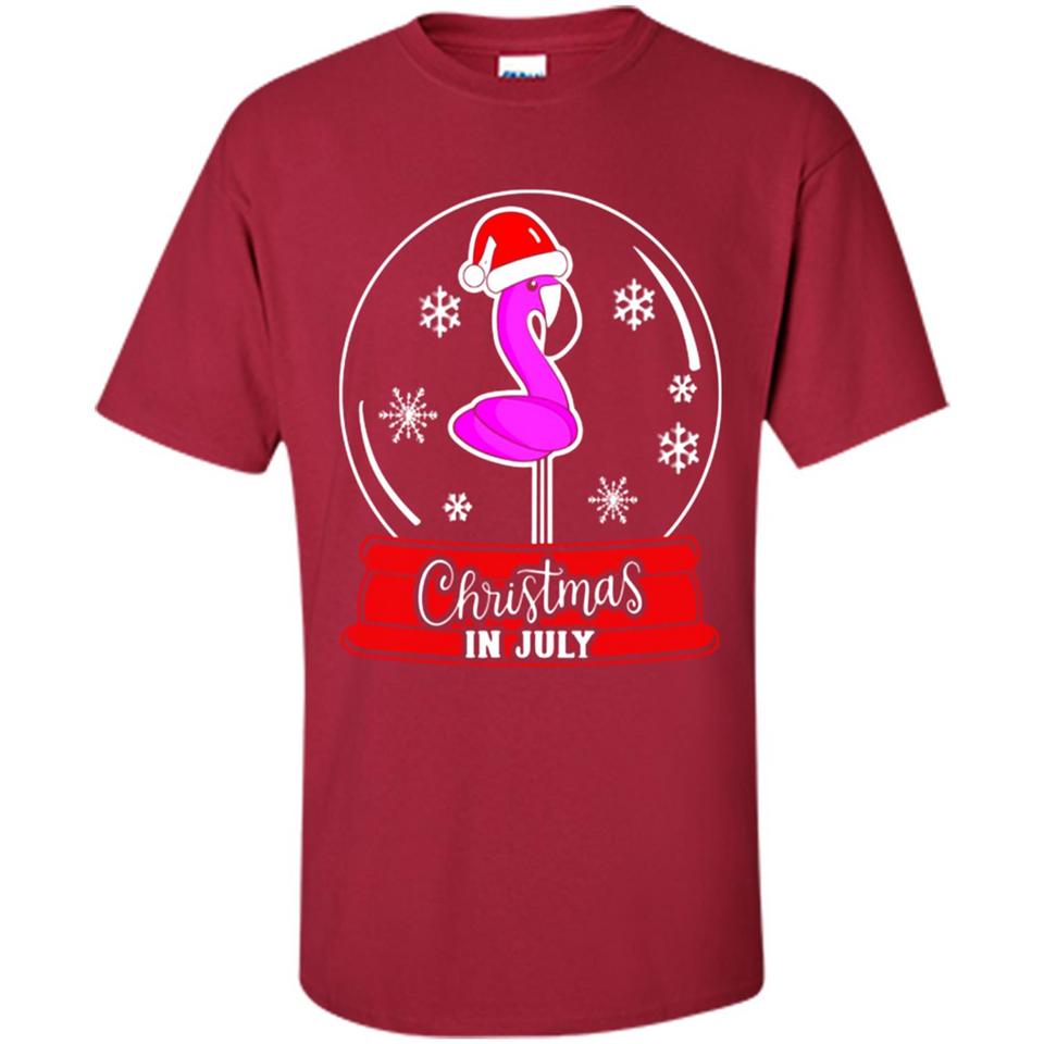 Christmas In July Flamingo Snow Globe Santa Hat - Shirt