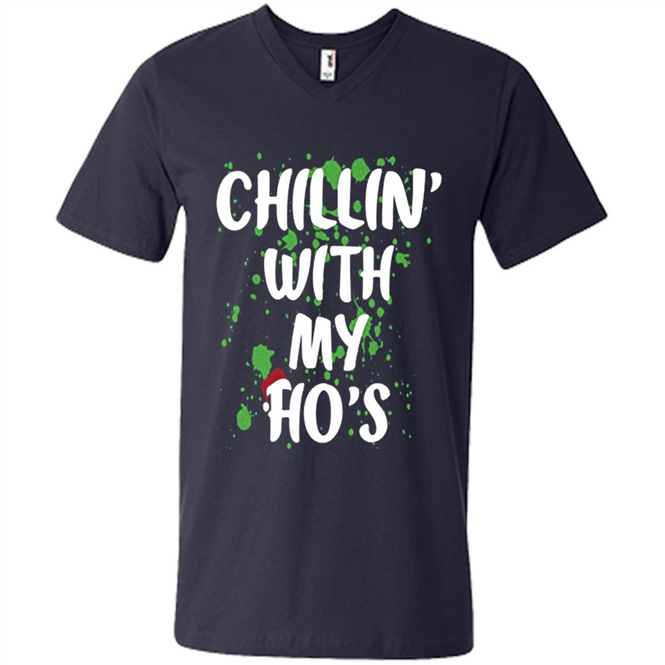 Chillin With My Ho's Funny Christmas - Men's V-Neck