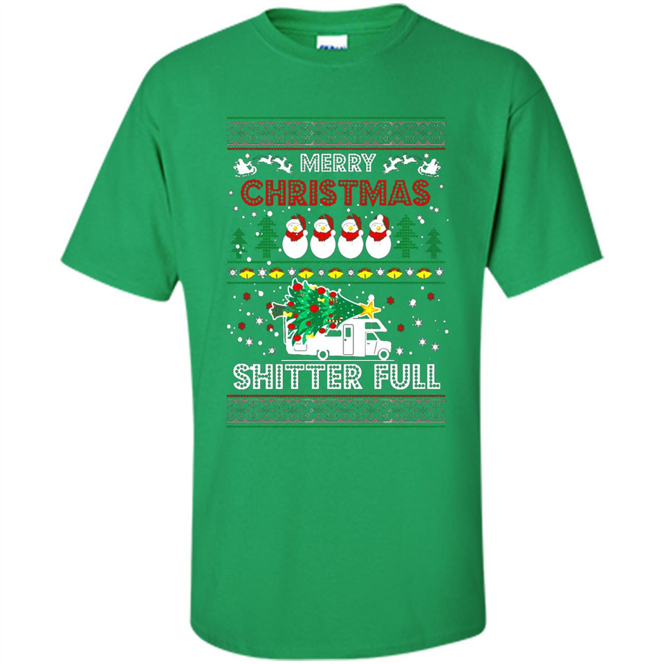 Merry Christmas Shitter Full Christmas Tree Snowman Sweater PINGPONG - Shirt