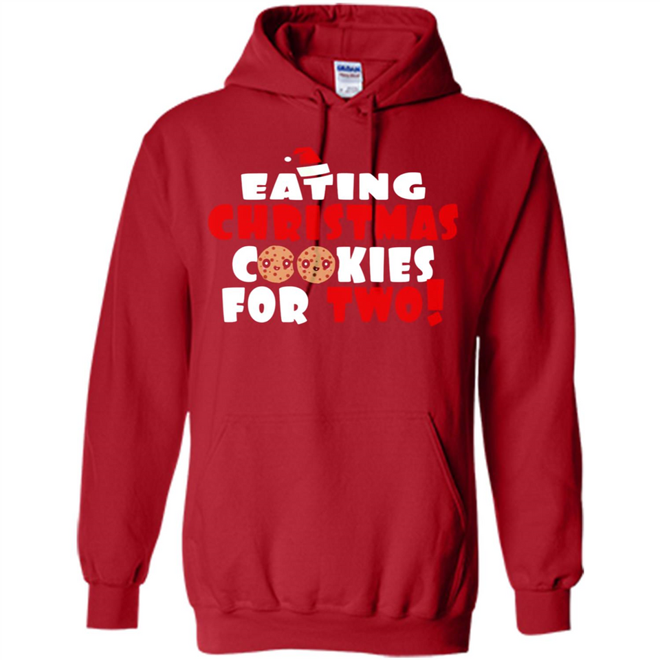 Womens Funny Eating Christmas Cookies For Two Pregnancy - Hoodie