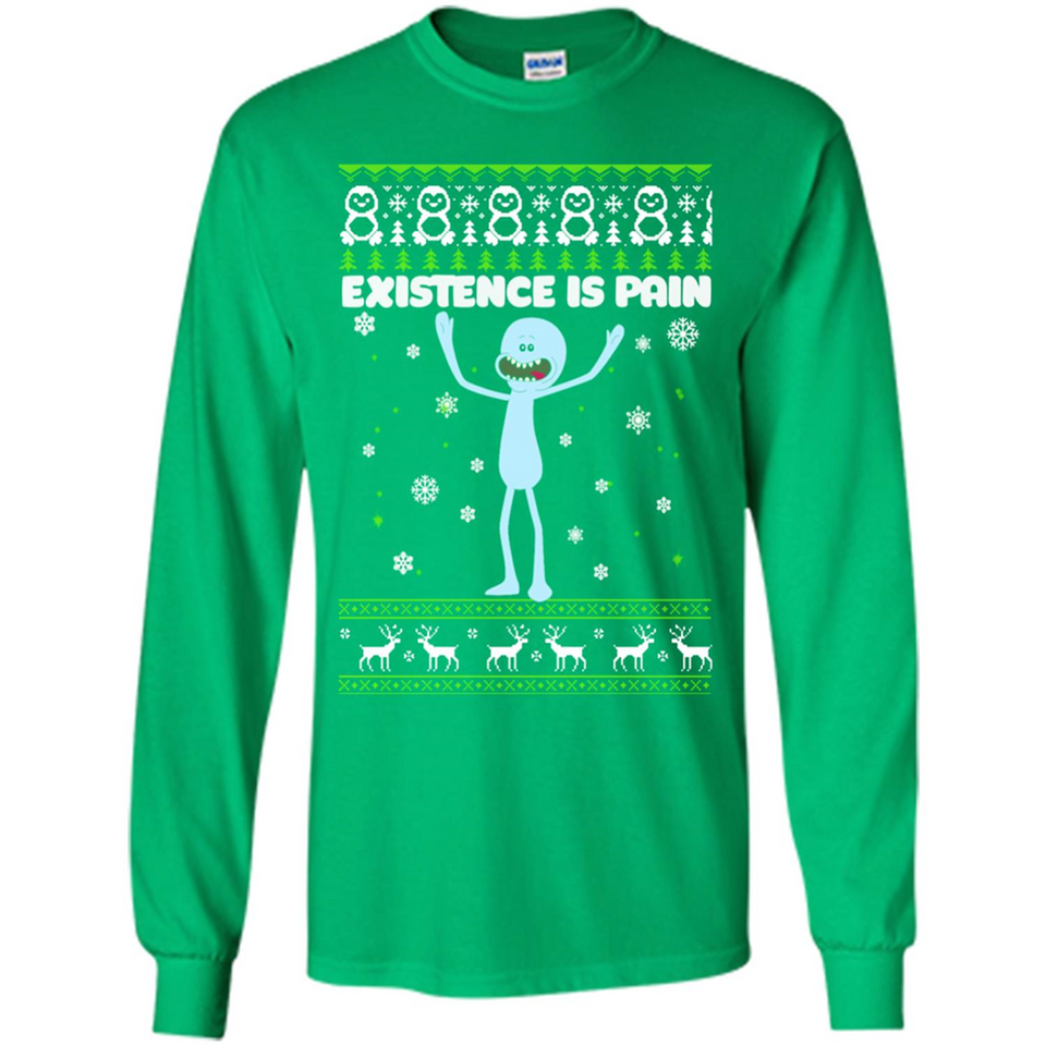 Mr Meeseeks Xistence Is Pain Ugly Christmas - Long Sleeve T-Shirt