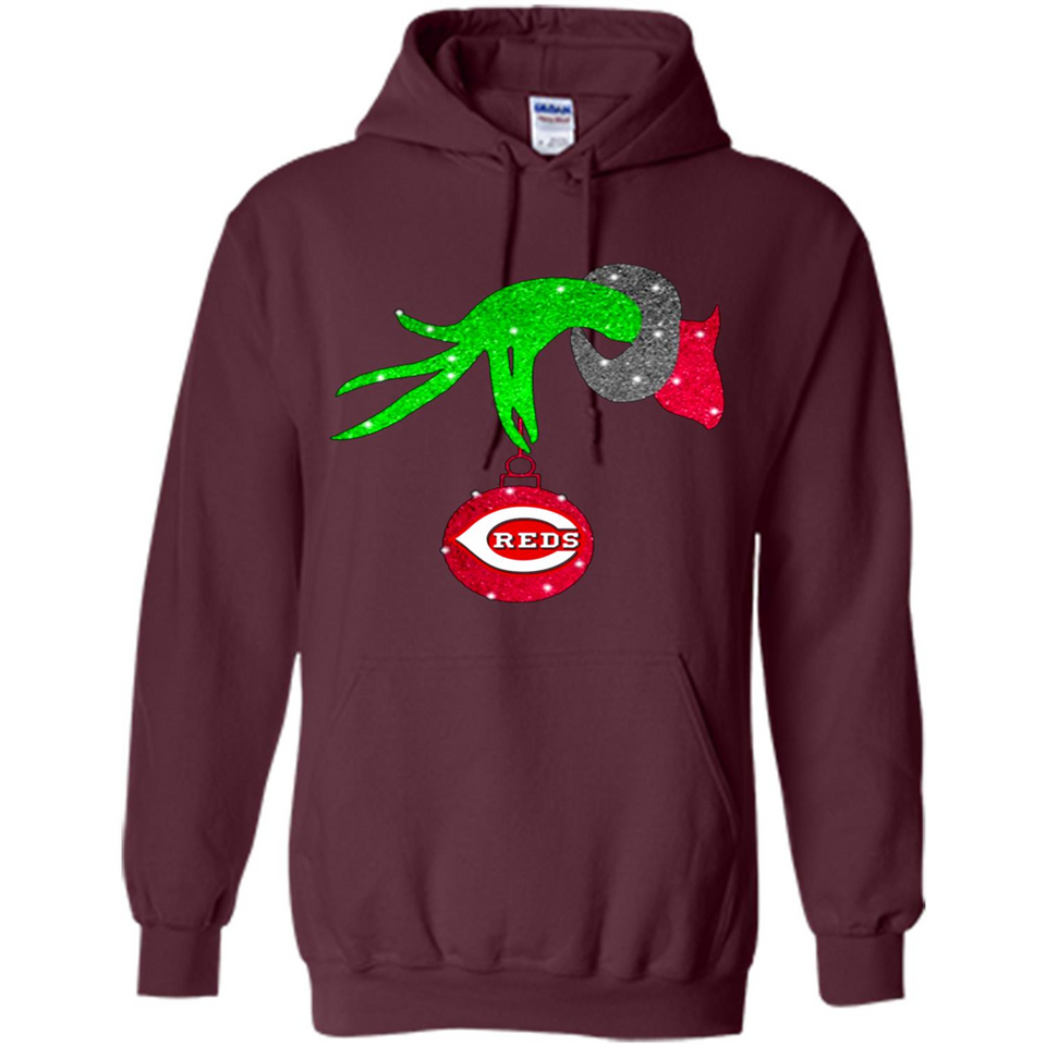 GRINCH HAND HOLDING CINCINNATI REDS GLITTER CHRISTMAS PINGPONG