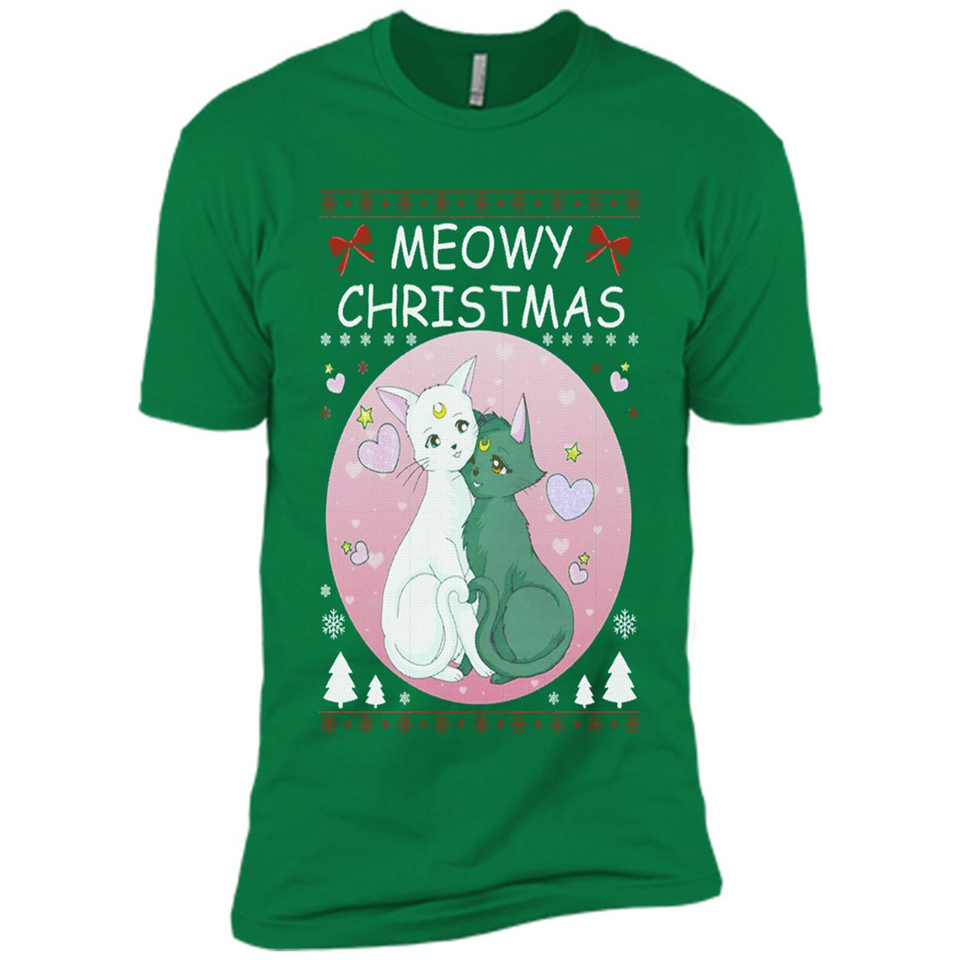 Sailor Moon Yin Yang Cat Love Ugly Christmas Sweater - Premium Short Sleeve T-Shirt