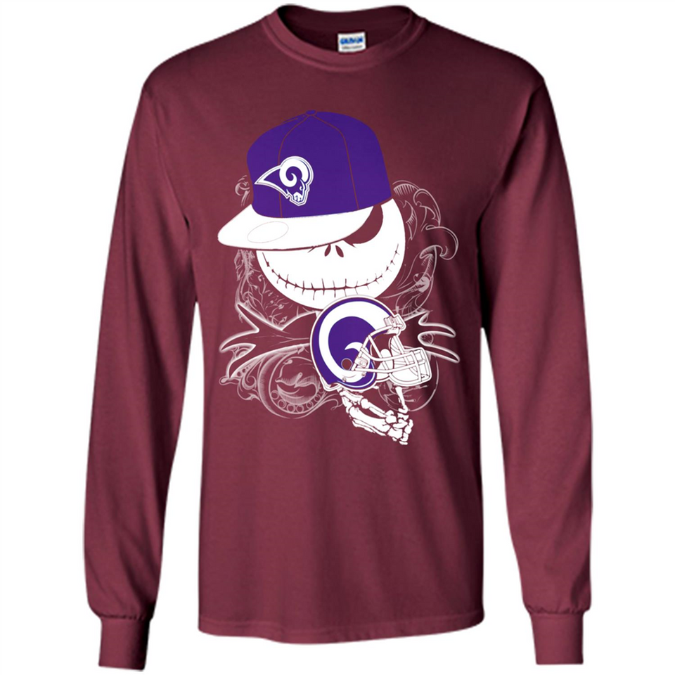 Jack Skellington The Nightmare Before Christmas-Rams Football - Long Sleeve T-Shirt