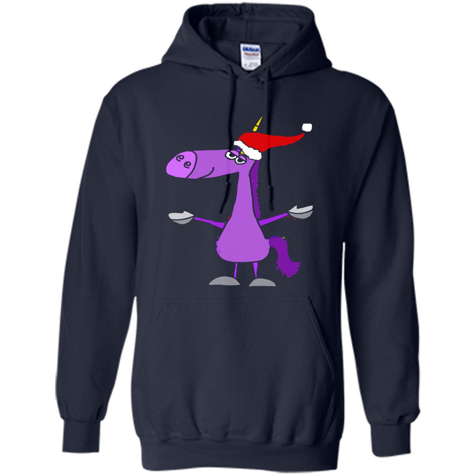 Funny Christmas Unicorn in Santa Hat - Hoodie
